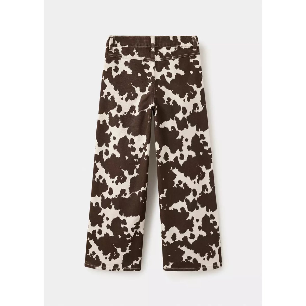 Jean wide leg imprimé vache marron, MANGO KIDS