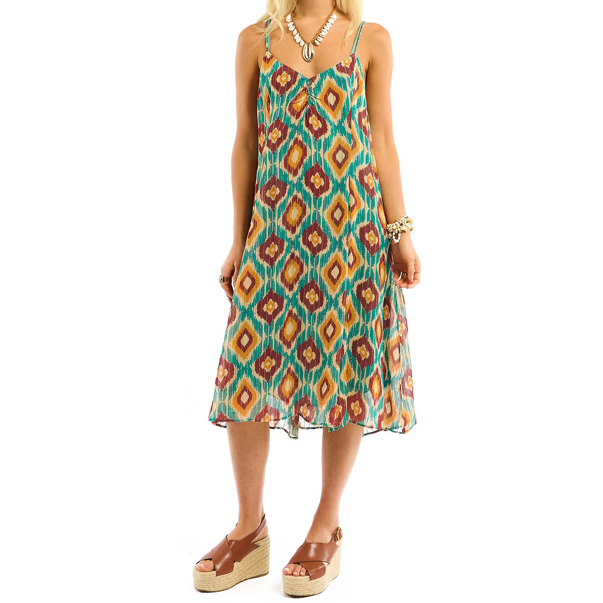 Robe longue à motifs et fines bretelles ANSELME multicolore, WILD