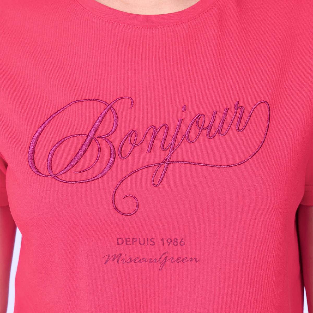 T-shirt Bonjour rouge, MISE AU GREEN