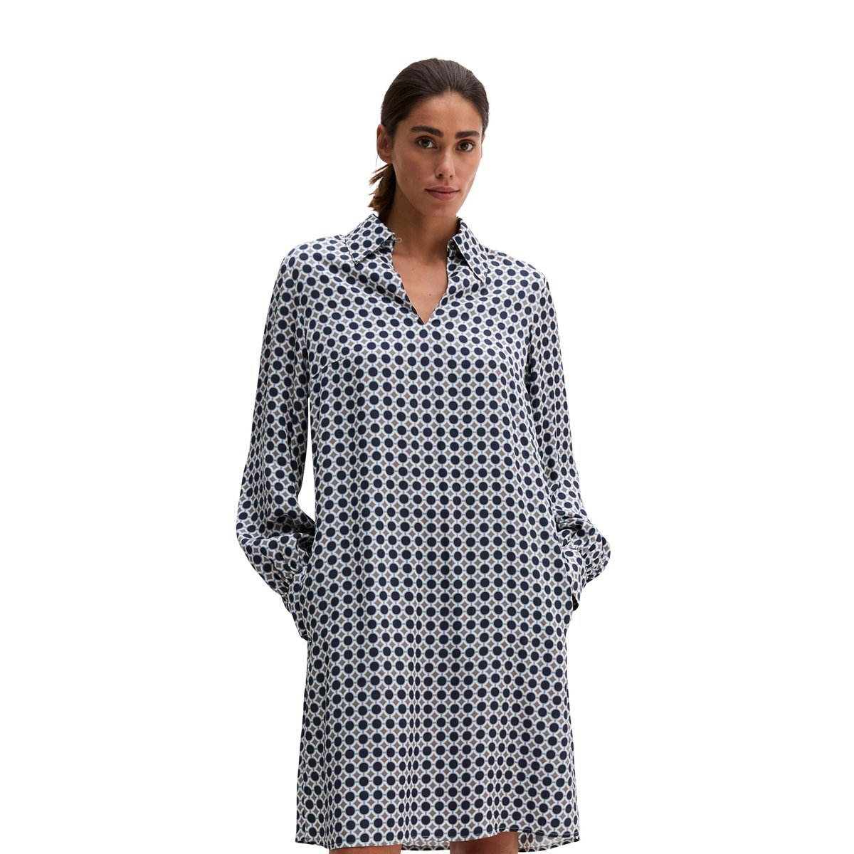 Robe imprimée coupe classique en twill de viscose de qualité supérieure bleu, MARC O'POLO
