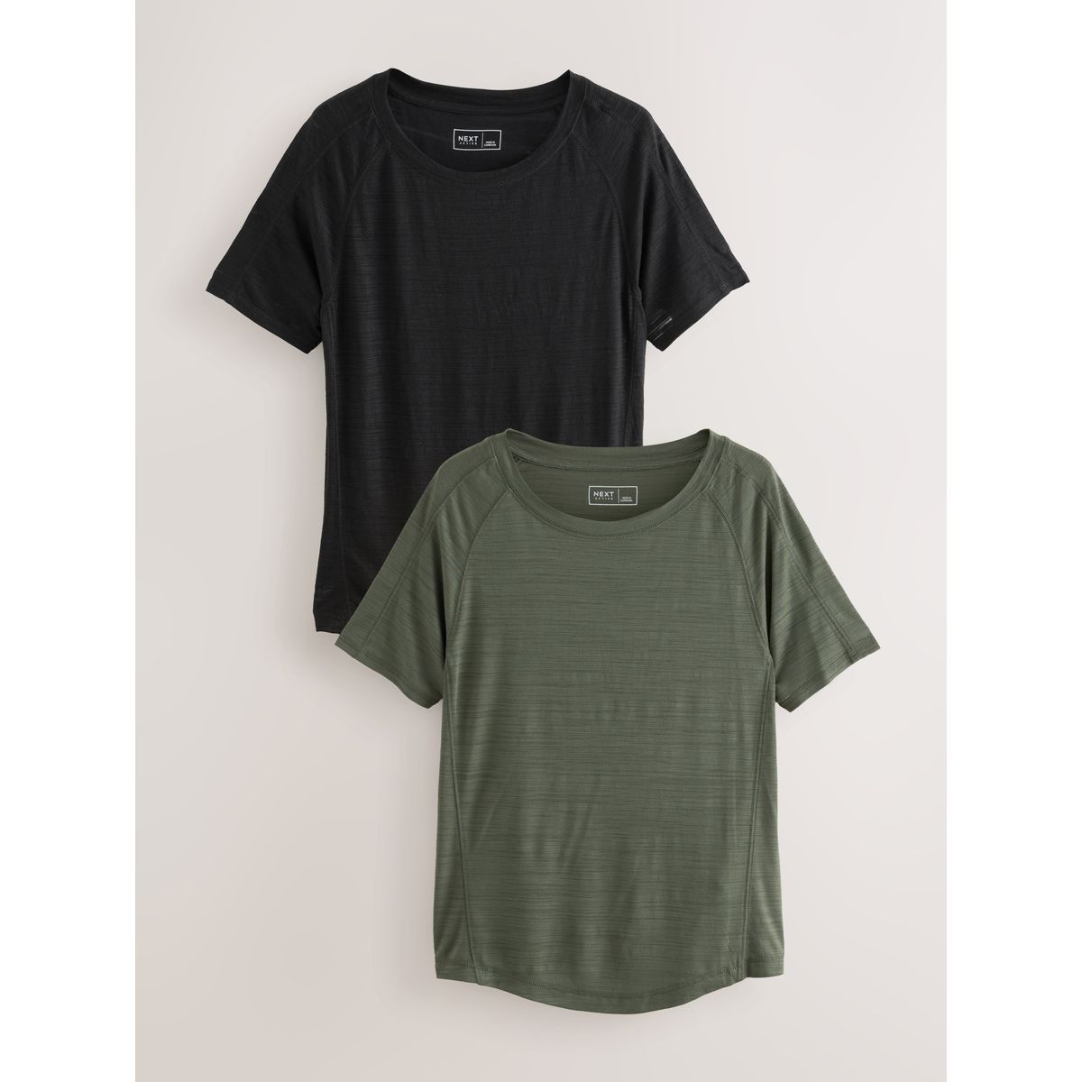 T-shirt ras du cou manches courtes, lot de 2 noir/vert, NEXT