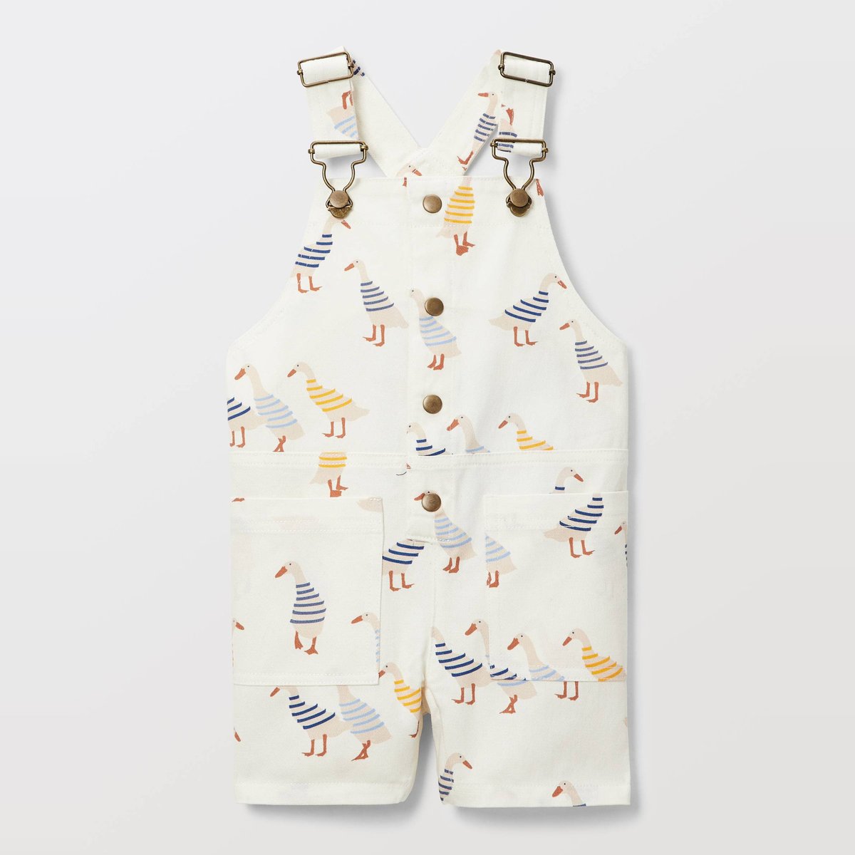 Salopette courte imprimée en coton BIO GOTS naturel, BOUT'CHOU