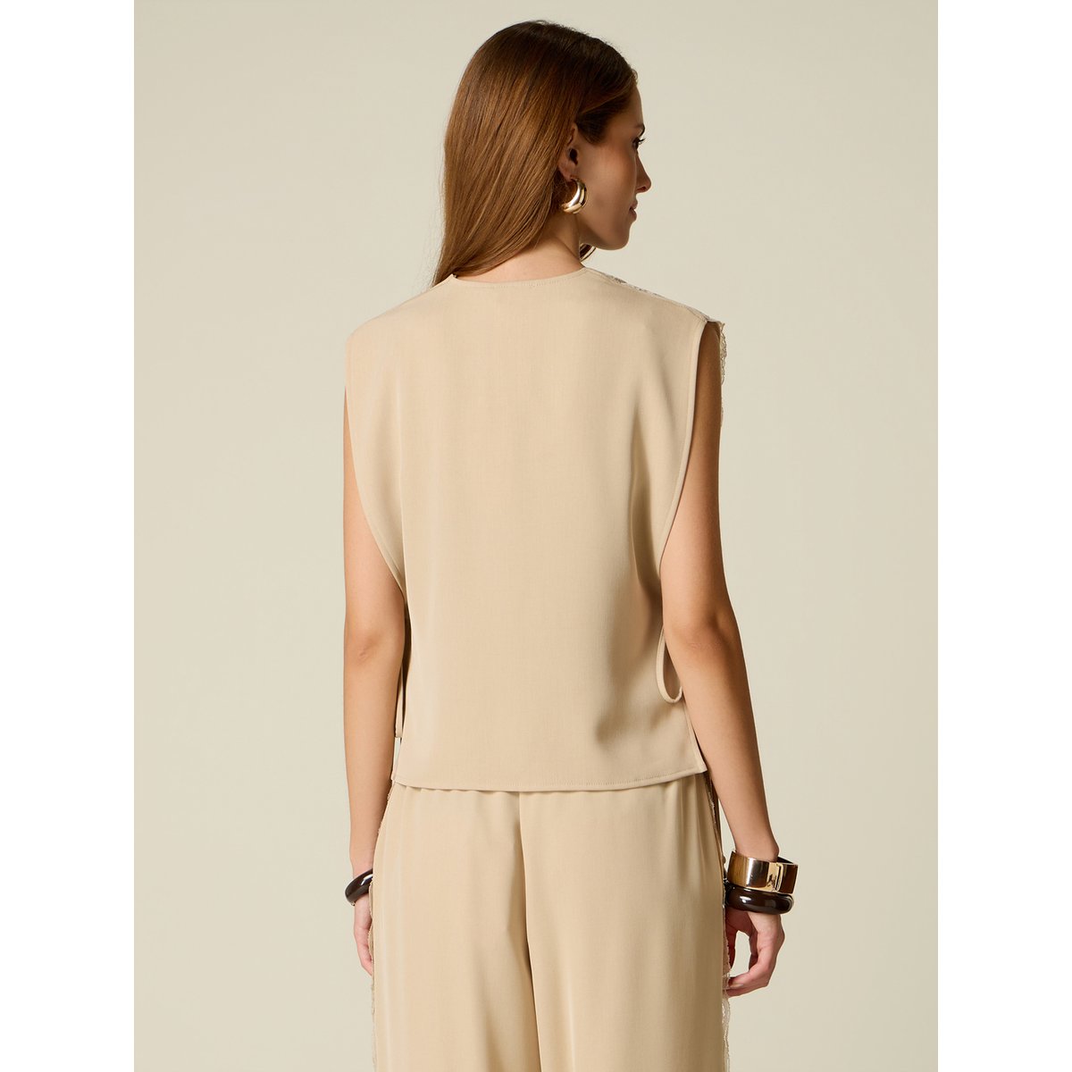 Gilet asymétrique beige, OLTRE
