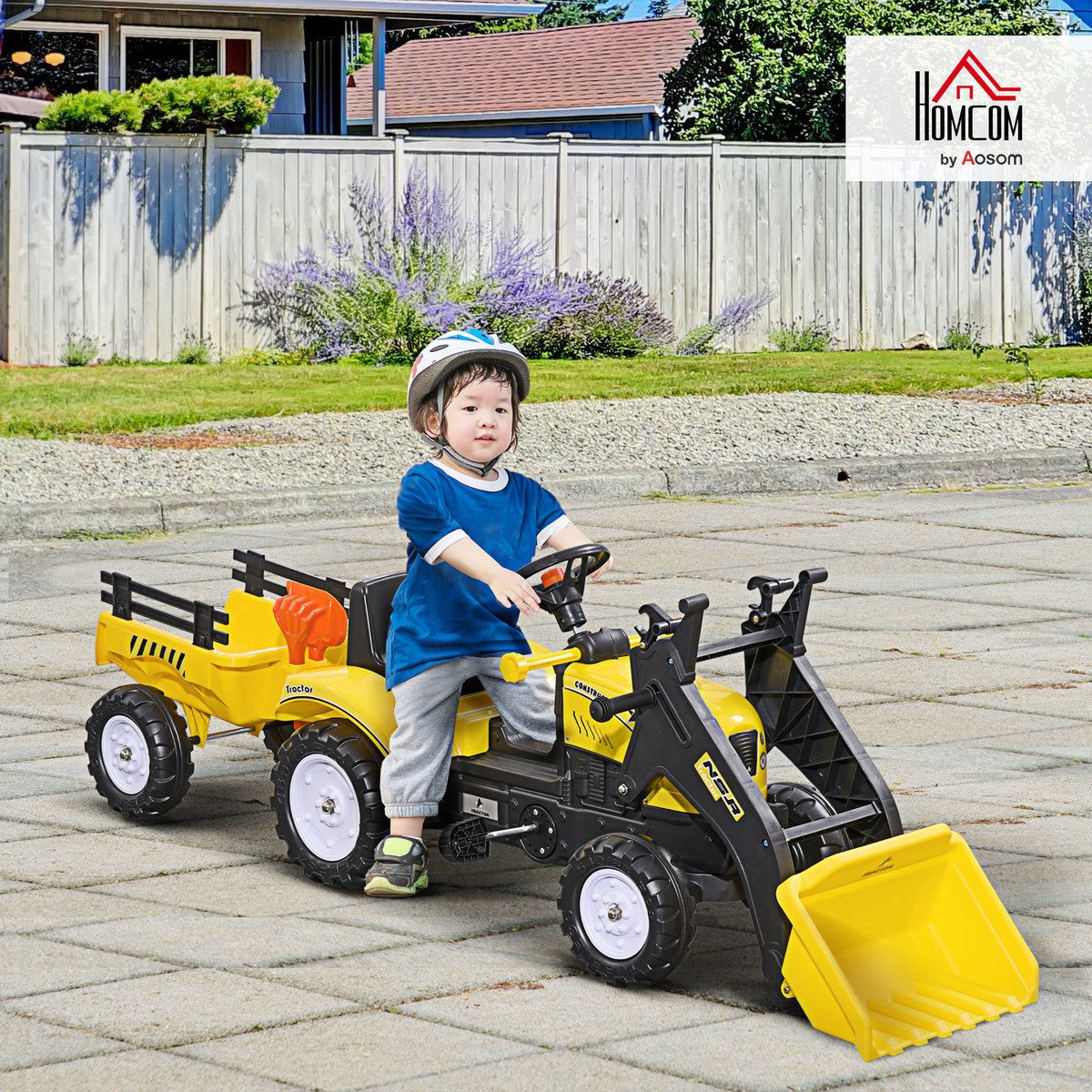 Voiture de chantier pour enfants Plastique jaune et noir, HOMCOM