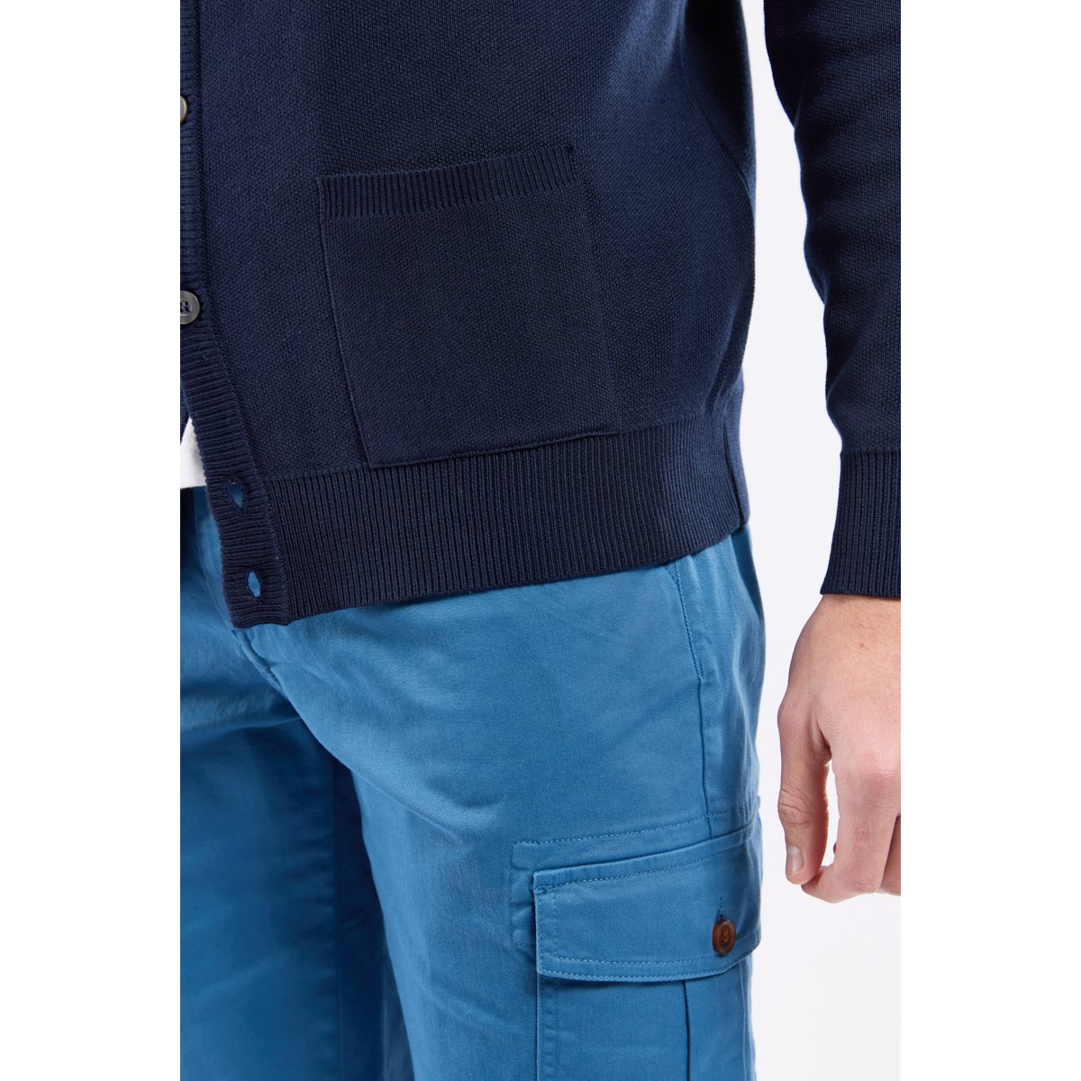 Gilet boutonné en coton marine deep, GUY DE BERAC
