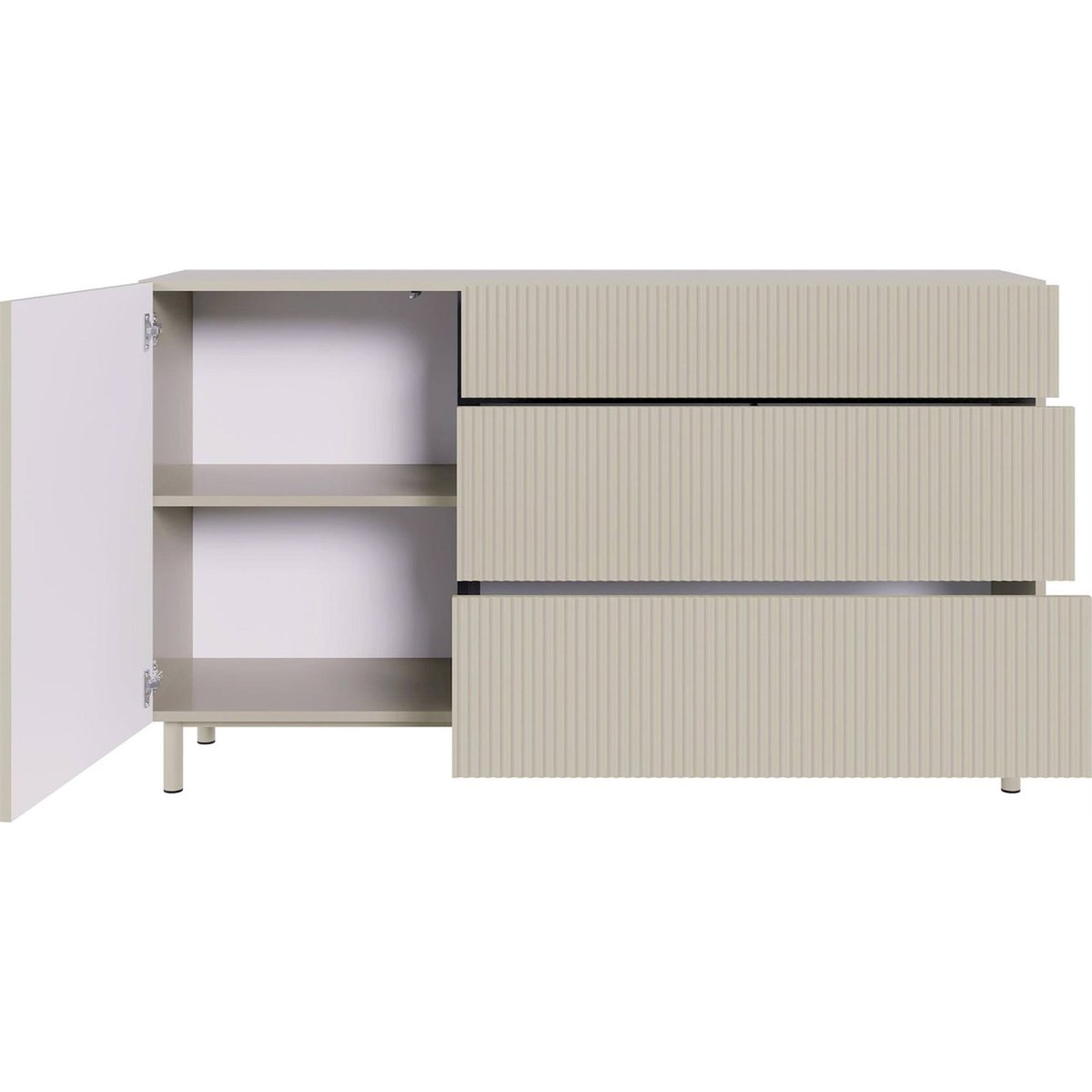 Commode rainurée bois collection VELDIO NEW beige grisé, RECOLLECTION