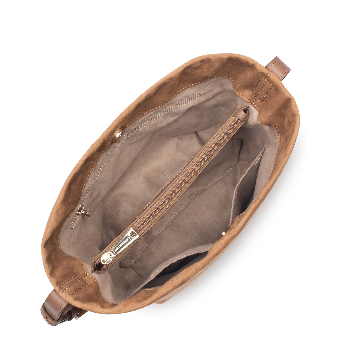 Borsa a bisaccia in pelle, SUEDE M cammello, LANCASTER