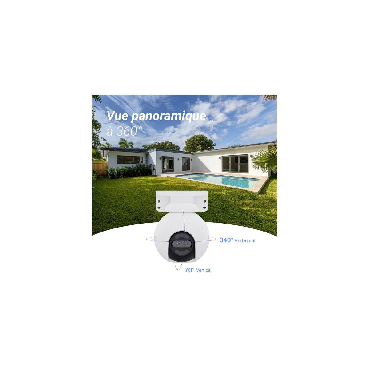 Caméra de surveillance Wifi H80X 4K motorisée couleur unique, EZVIZ