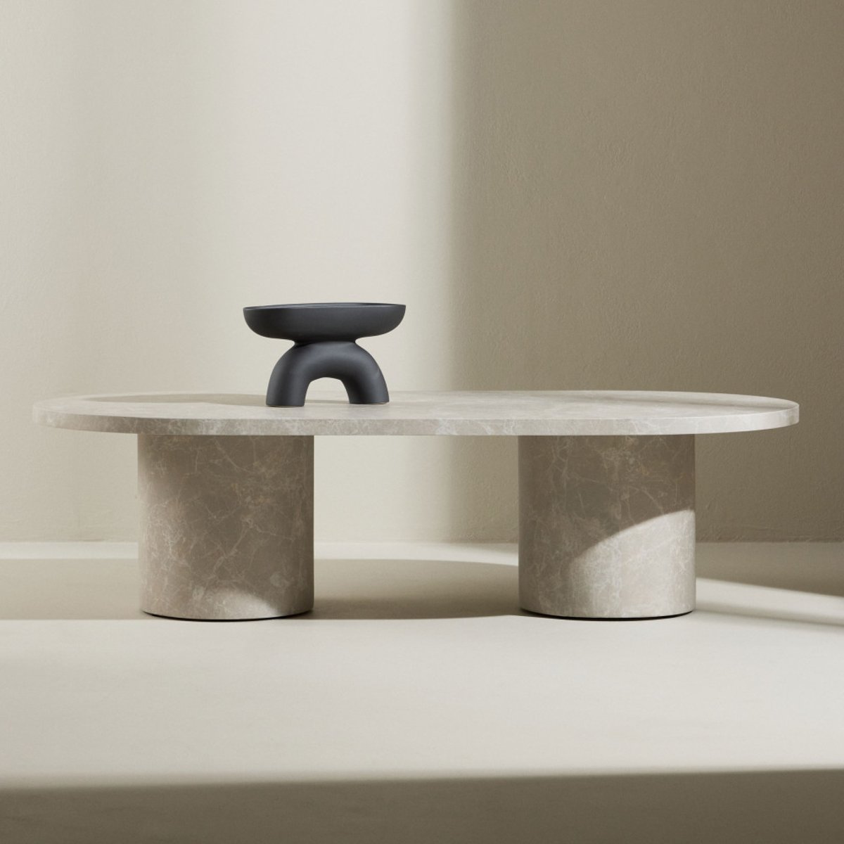 Table basse ovale effet marbre 120x60cm- NARVIK beige, VENTURE HOME