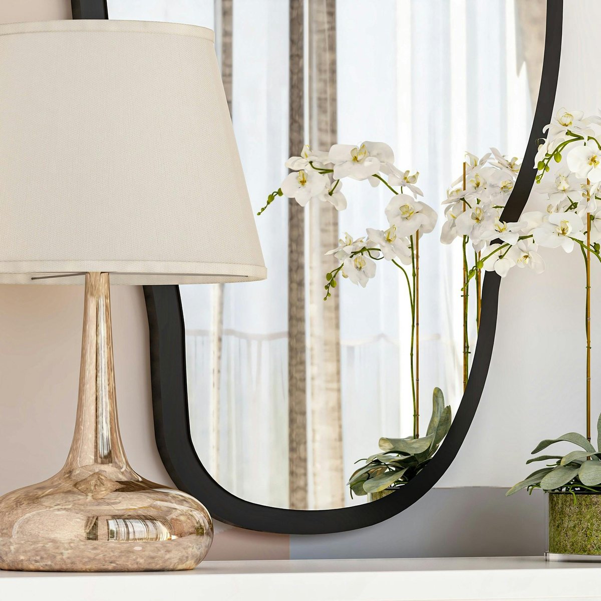 Miroir design organique forme libre - cadre noir CODY noir, PIER IMPORT