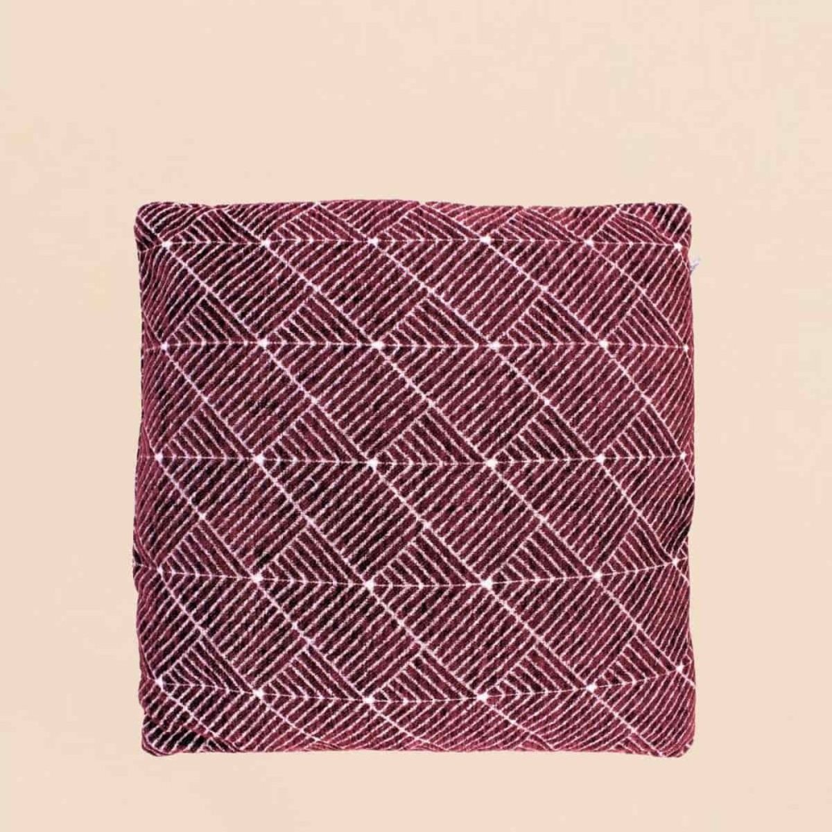 Coussin motifs géométriques 40cm bordeau, ORNAMI