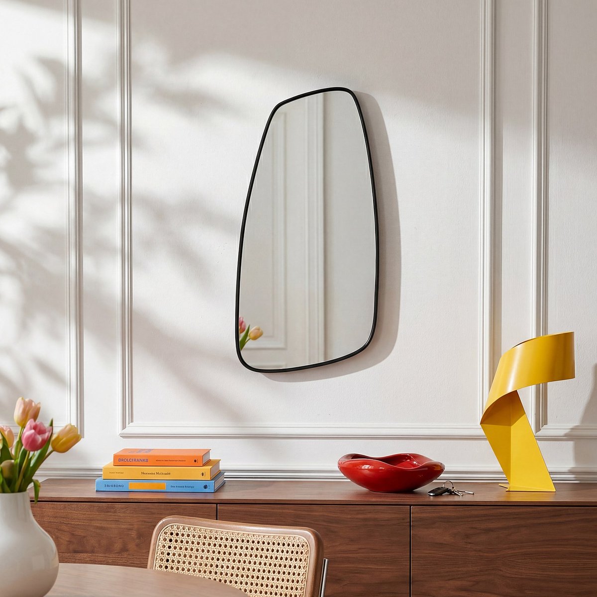 Miroir asymétrique en aluminium noir mat ORYNA noir, HABITAT