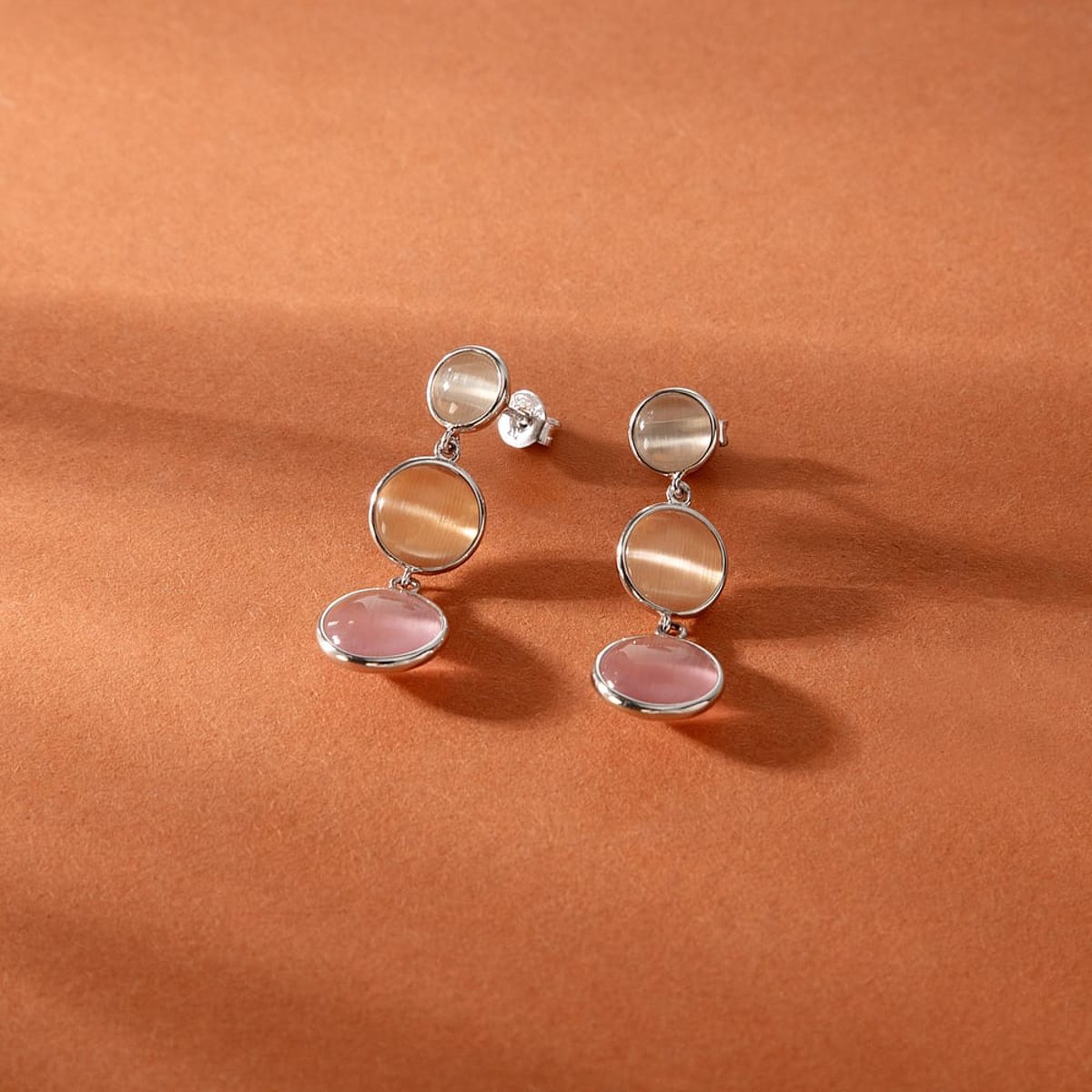 Boucles d'oreilles en Pierre œil De Chat/recycled Silver 925/1000/tiger Eye Stone et Pierre œil de chat argent, MORELLATO