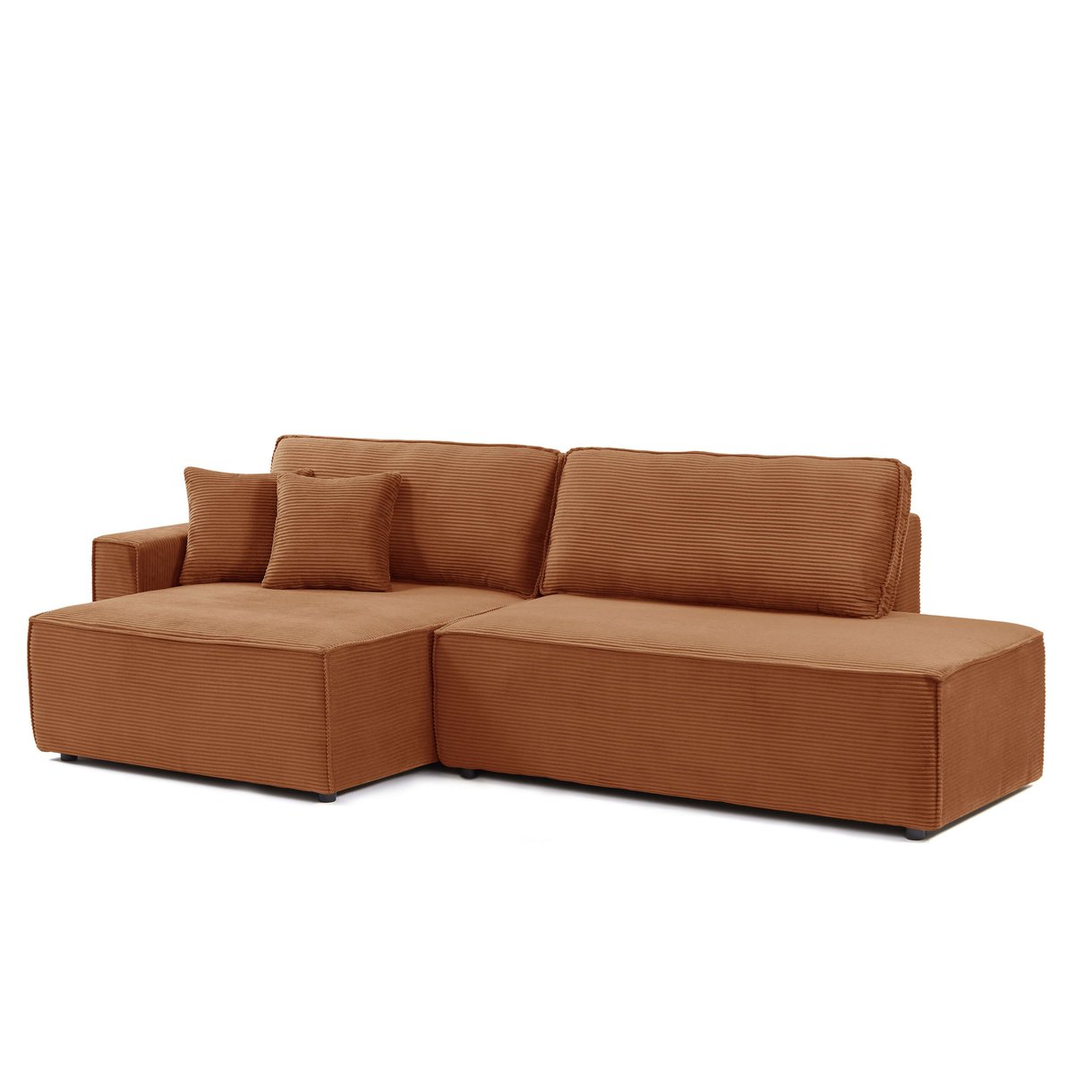 Canapé d'angle gauche convertible velours ZOLA terracotta, BAÏTA