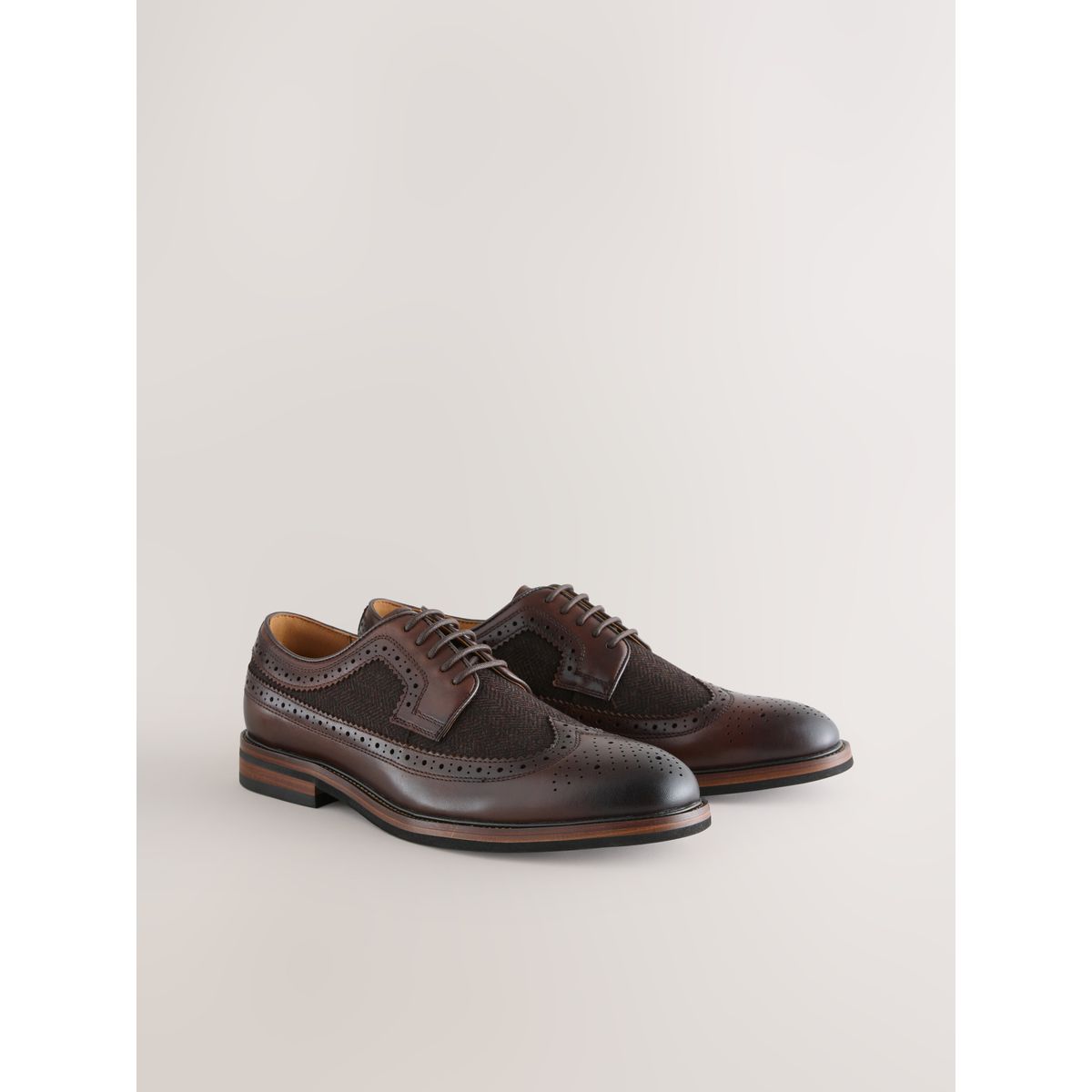 Chaussures brogue en cuir marron, NEXT