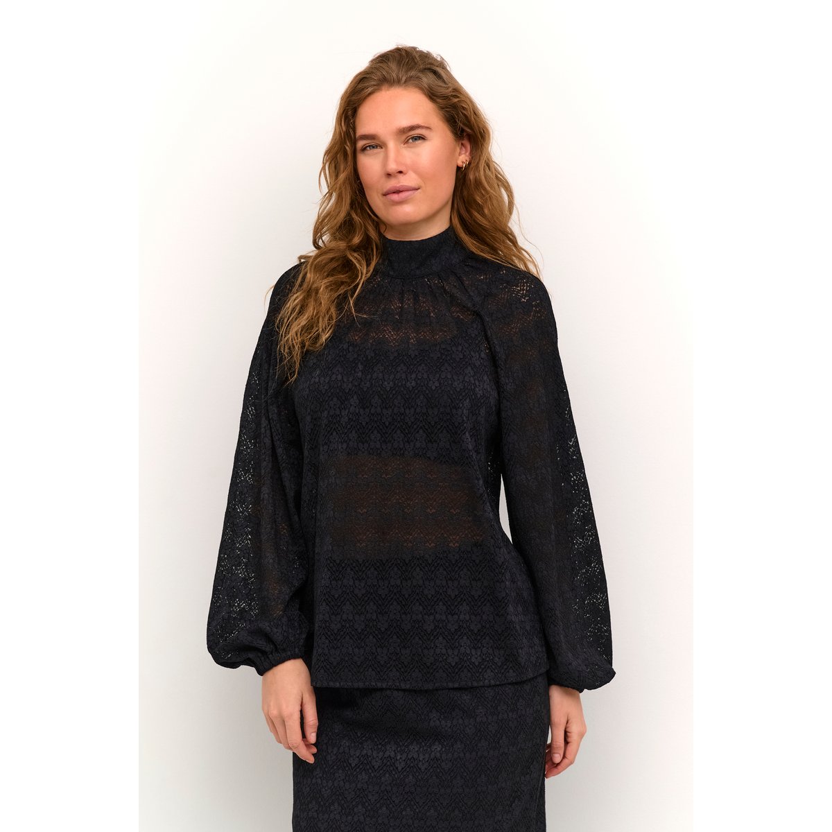 Blouse with long sleeve noir black, KAFFE