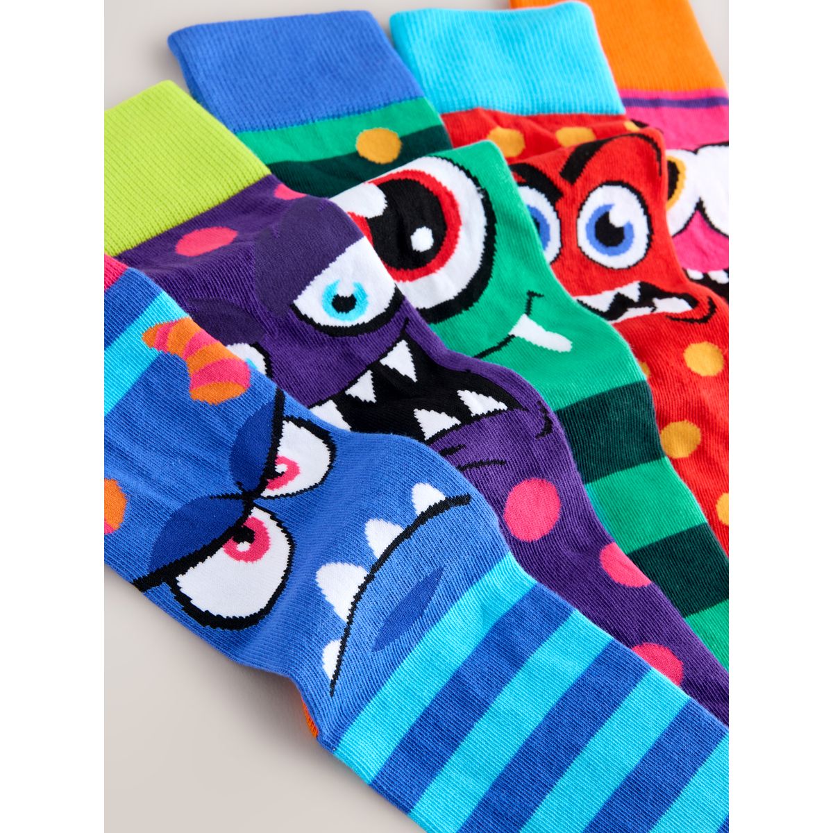 Chaussettes à motif, 5 paires monstre bleu/vert/rouge, NEXT