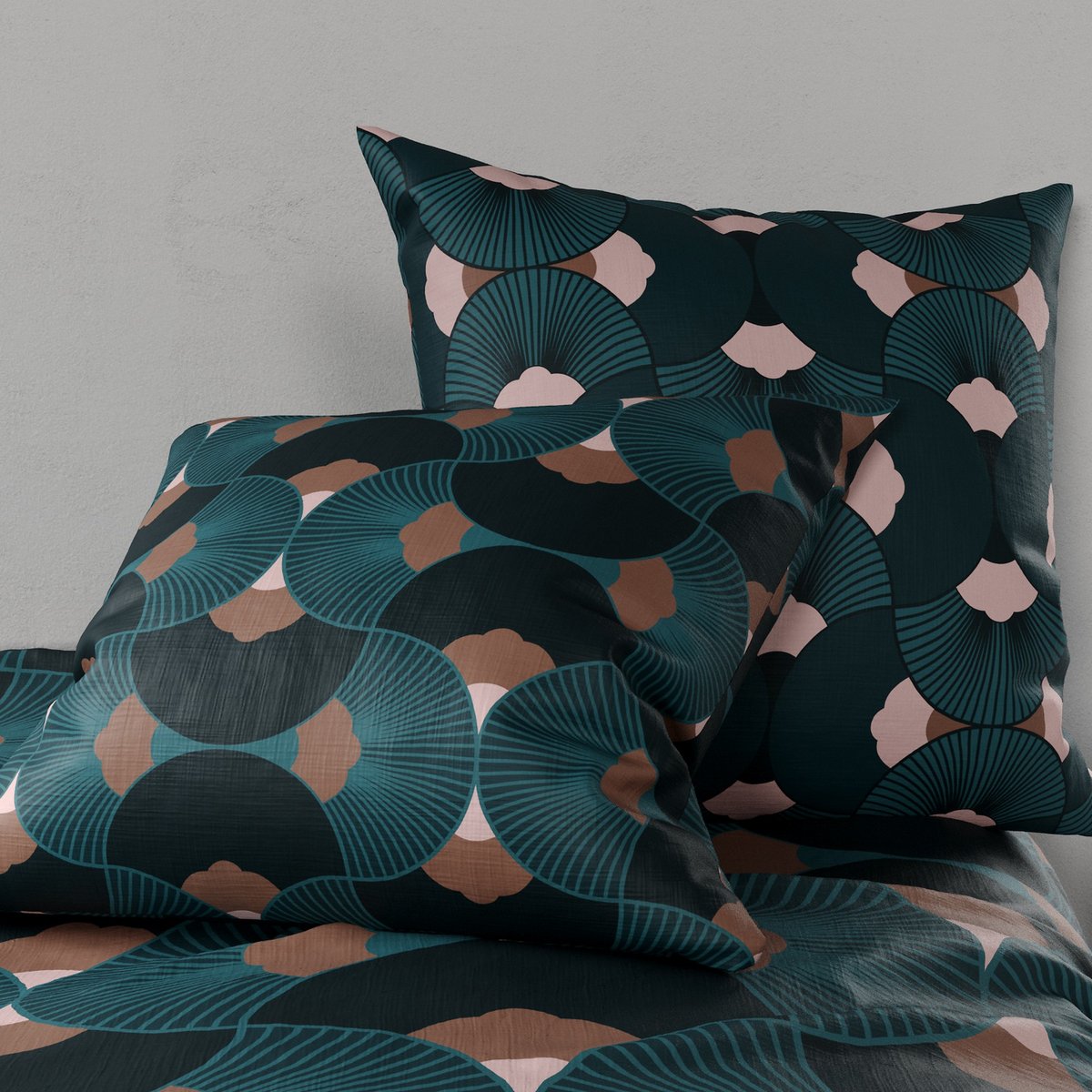 Parure de lit - Housse de couette Coton 57 fils vert, EDEN
