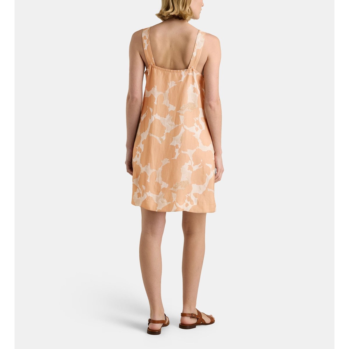 Robe courte droite eugenie flo à imprimé beige, GALERIES LAFAYETTE