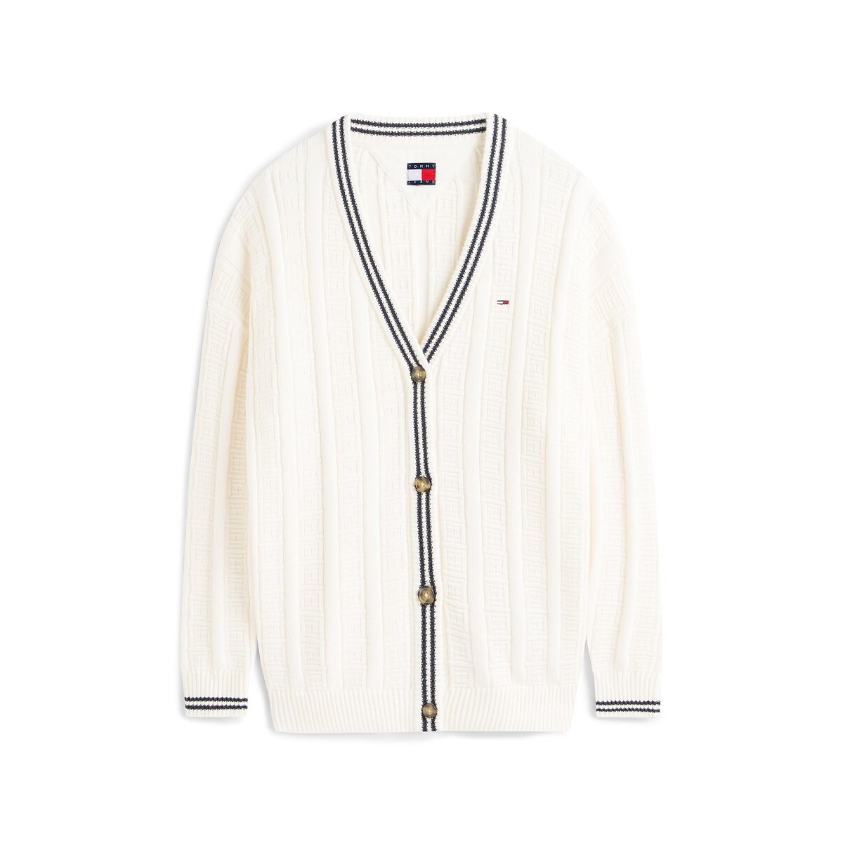 V-Neck Cardigan ecru , TOMMY JEANS