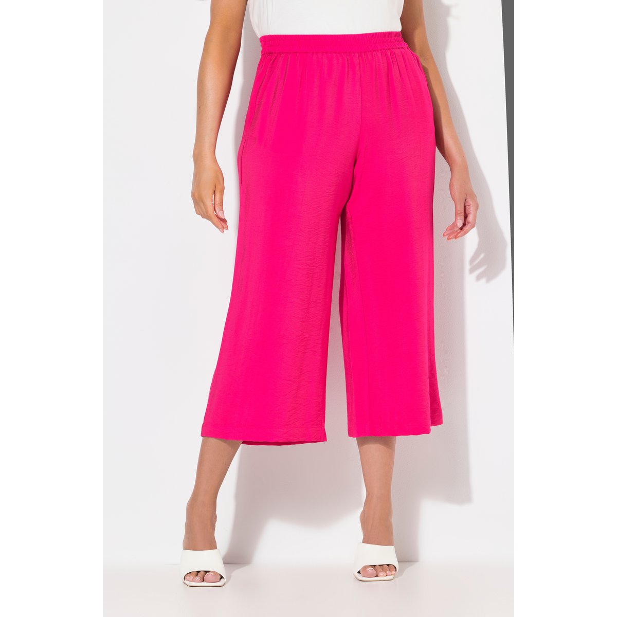 Jupe-culotte à jambe large et taille rose vif, ULLA POPKEN