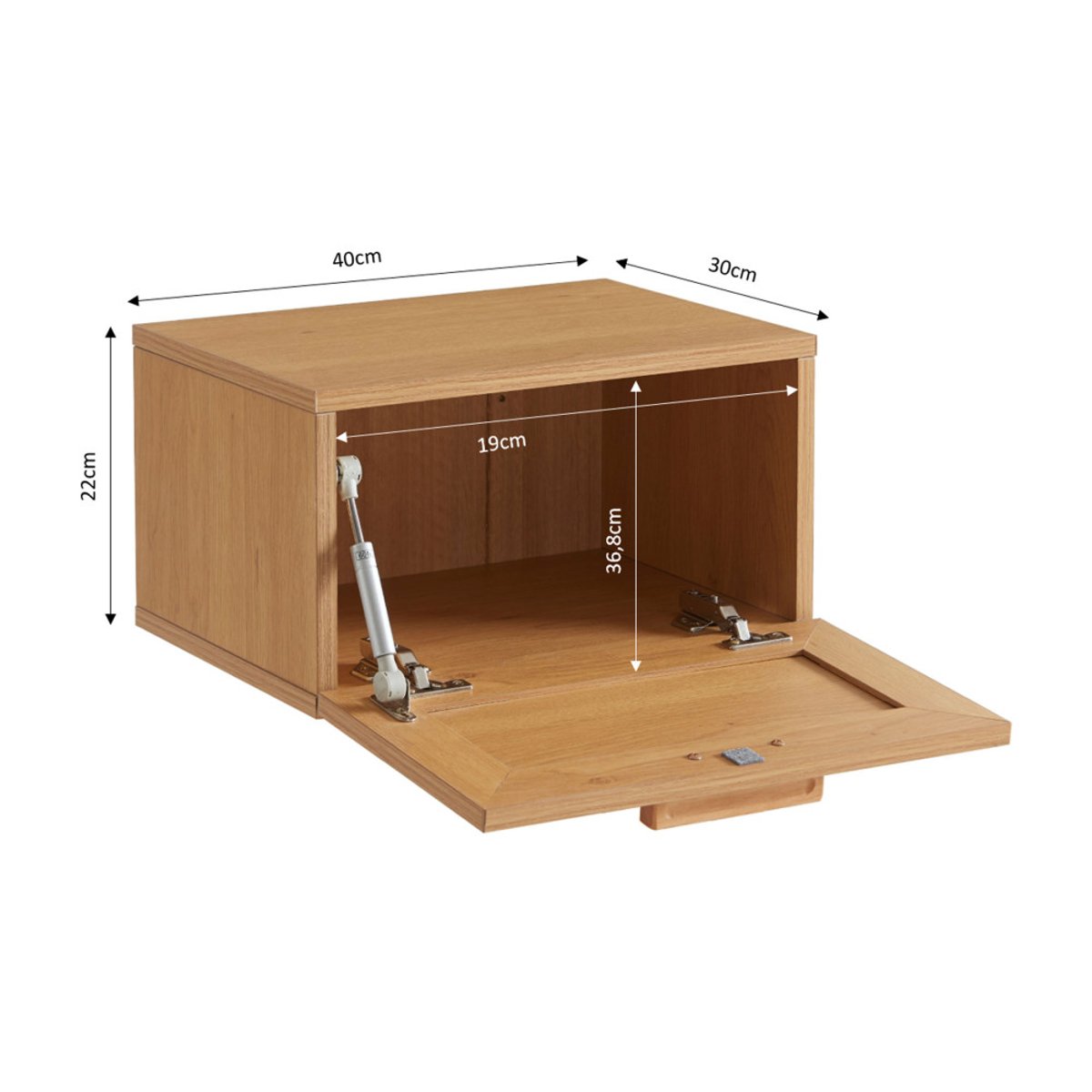 Lot de 2 tables de chevet murales avec rangement en bois et cannage- JUNE bois clair, DRAWER