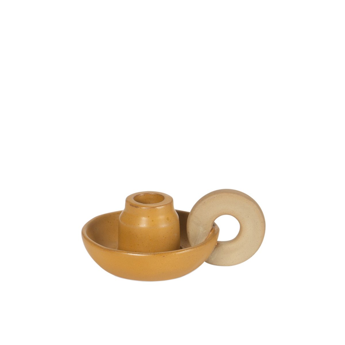 Bougeoir - Céramique beige - NOTTE orange terracotta, MAISON AUBERTIN