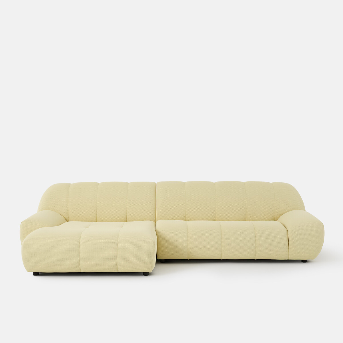 Canapé d'angle gauche, 4 places, en tissu matelassé, NURIA jaune, LA REDOUTE INTERIEURS