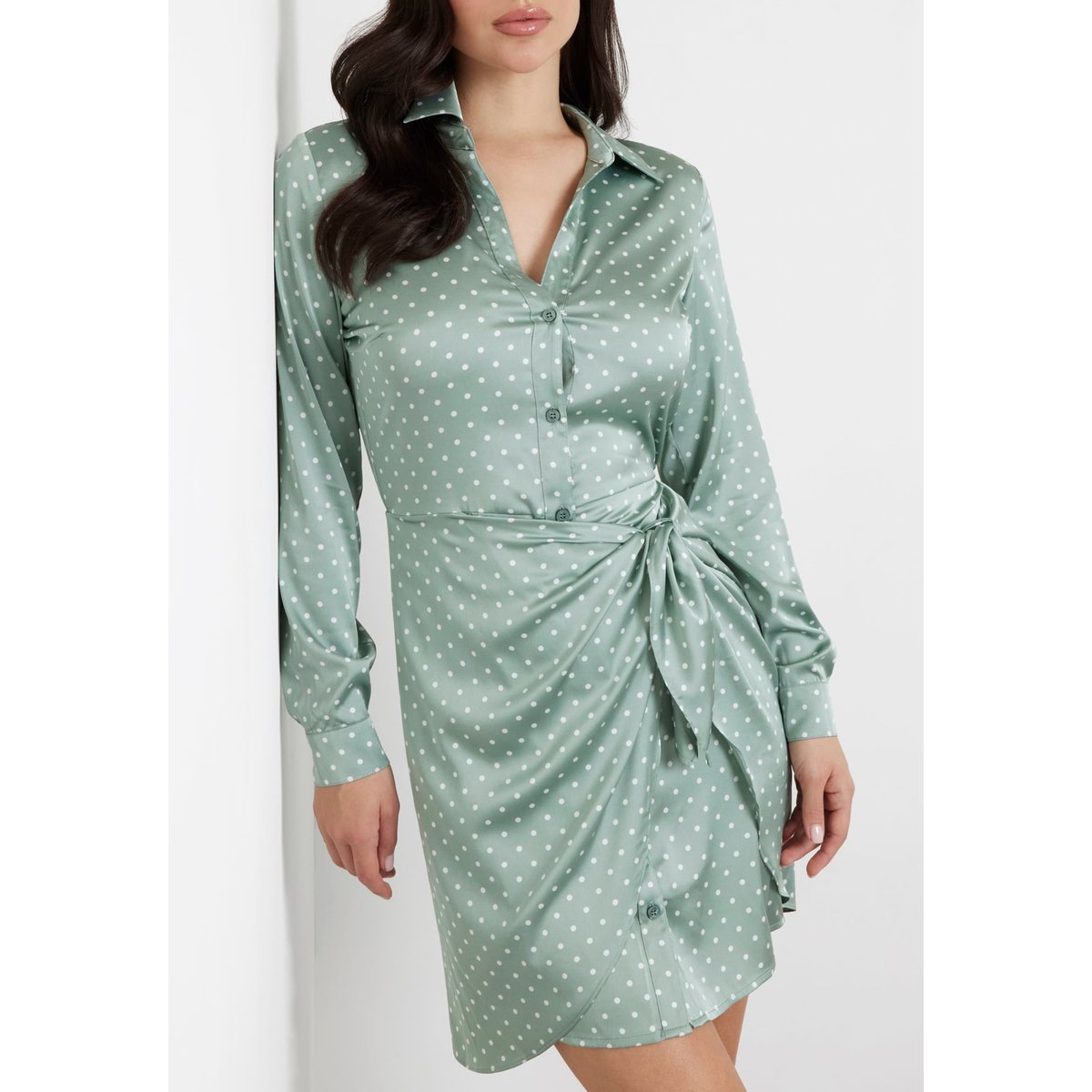 Mini Robe Imprimé All-Over points verts, GUESS