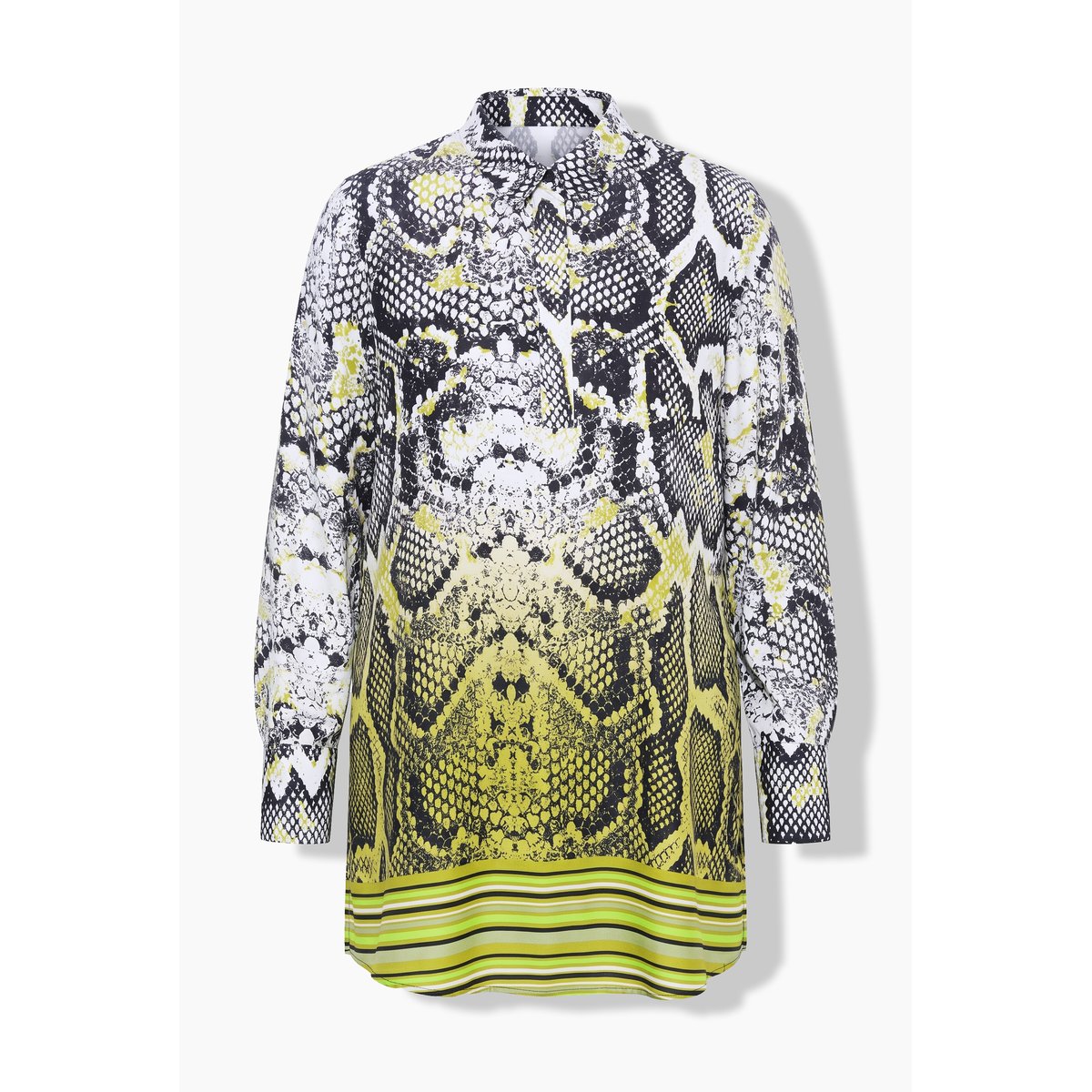 Chemisier en satin, motif peau de serpent blanc cassé, ULLA POPKEN