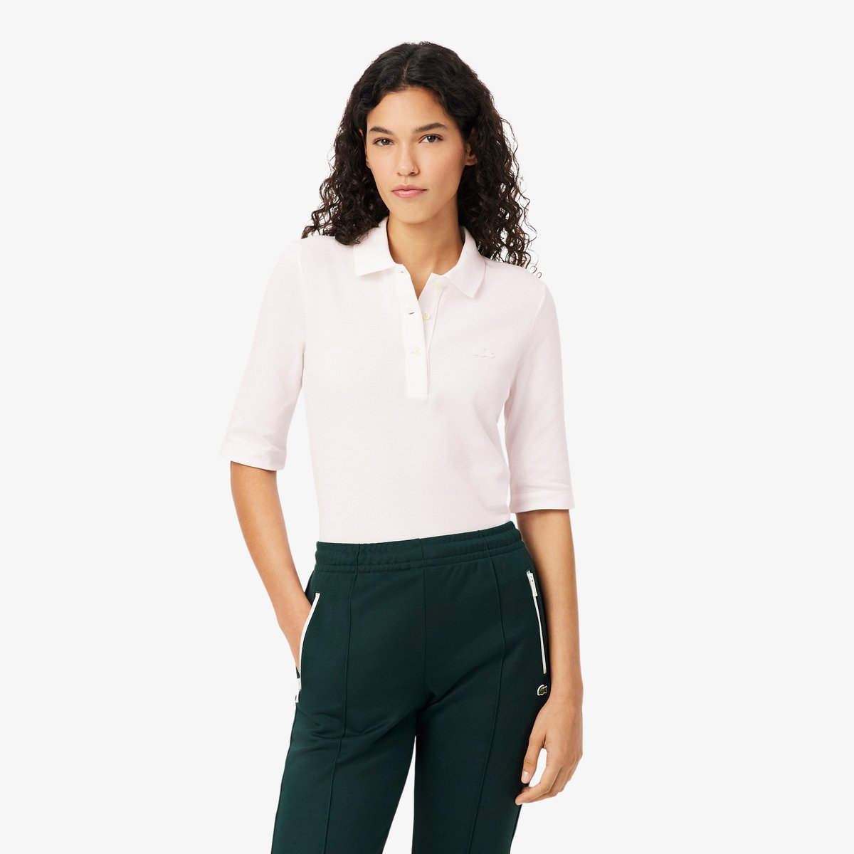 Polo L.12.D slim fit manches trois-quarts blanc-001, LACOSTE