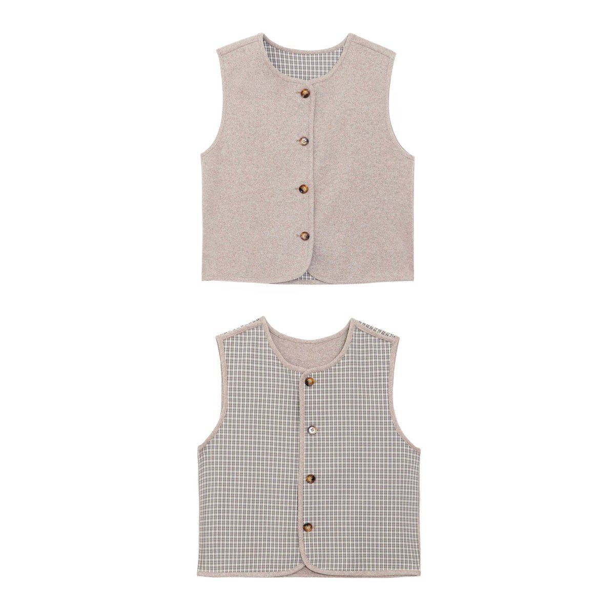 Veste col rond uni VINKO 14-taupe, LA PETITE ETOILE