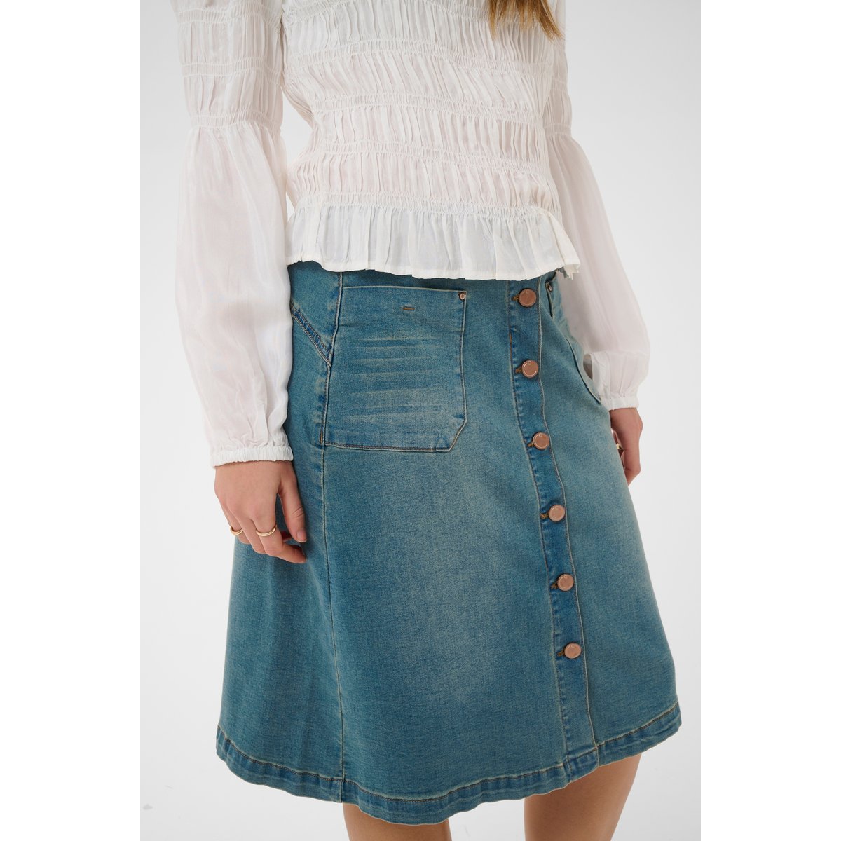Denim skirt bleu light blue denim, CREAM