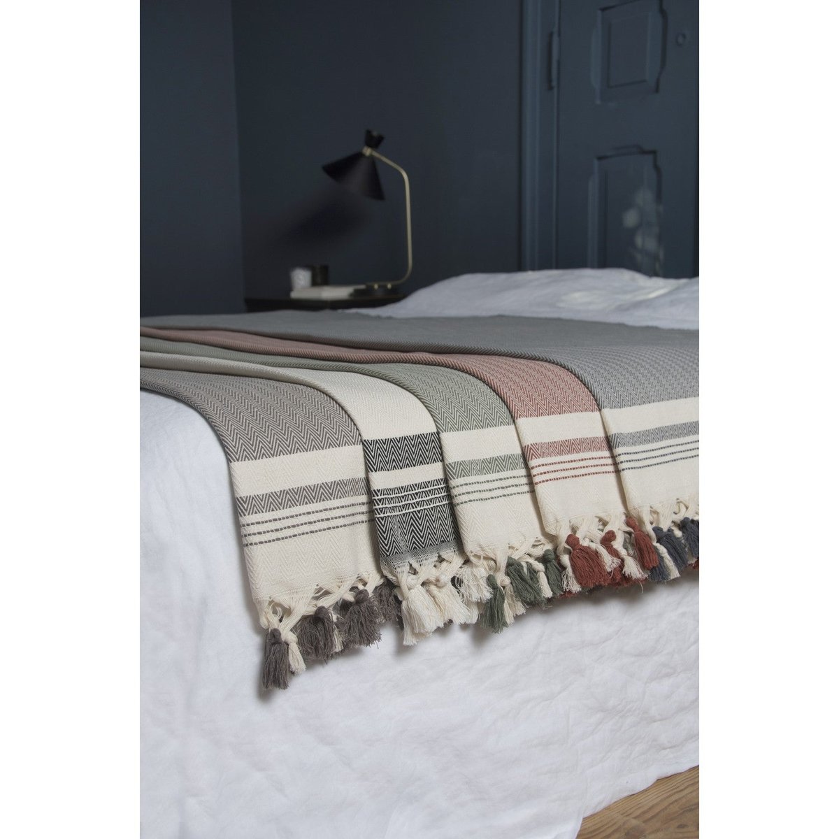 Plaid coton IVAN gris moyen, FEBRONIE