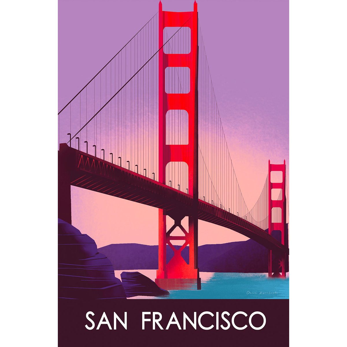 Tableau deco ville Le pont de San Francisco tableau alu dibond, HEXOA