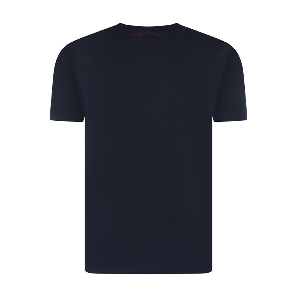 T-shirt en coton bleu foncé à coupe droite pourvu d'un col v bleu foncé, TEDDY SMITH