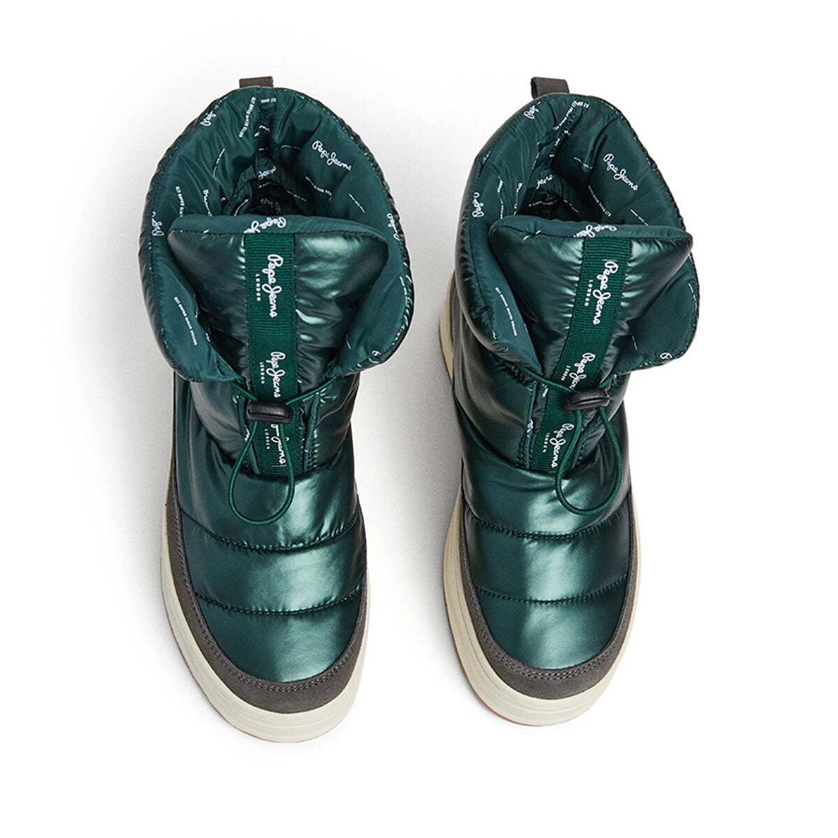Bottines Métallisées Avec Détails En Daim vert foncé, PEPE JEANS