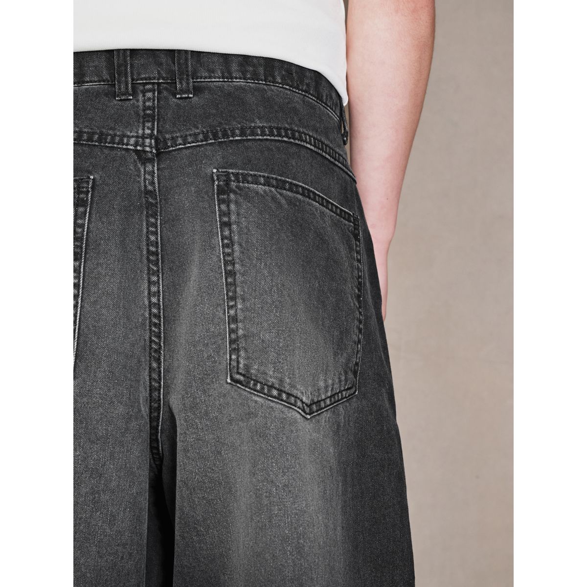 Jort large en denim noir, NEXT