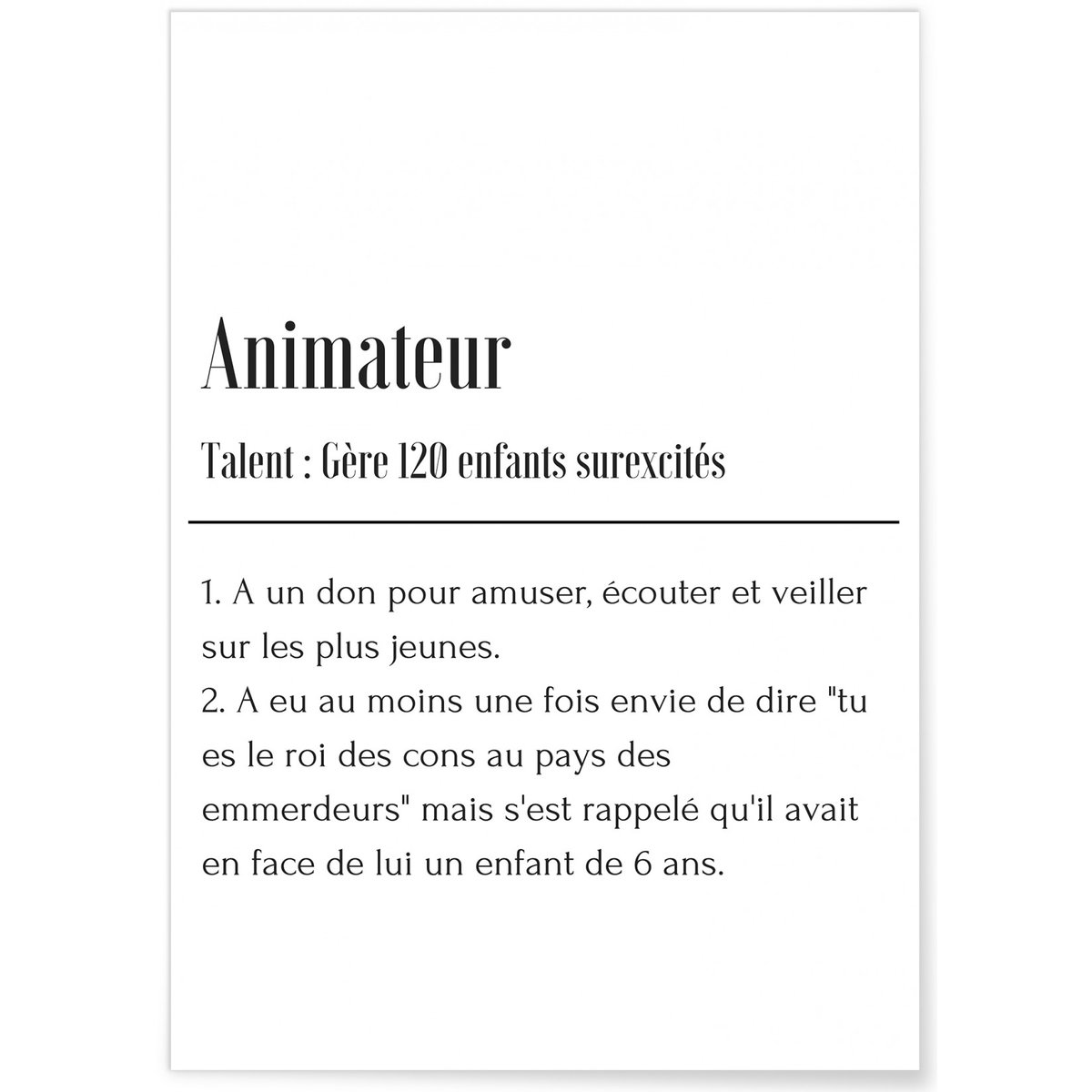 Affiche Définition Animateur blanc, L'AFFICHERIE