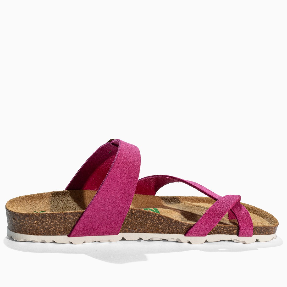 Tongs en cuir suedé DIANE fuschia, BAYTON