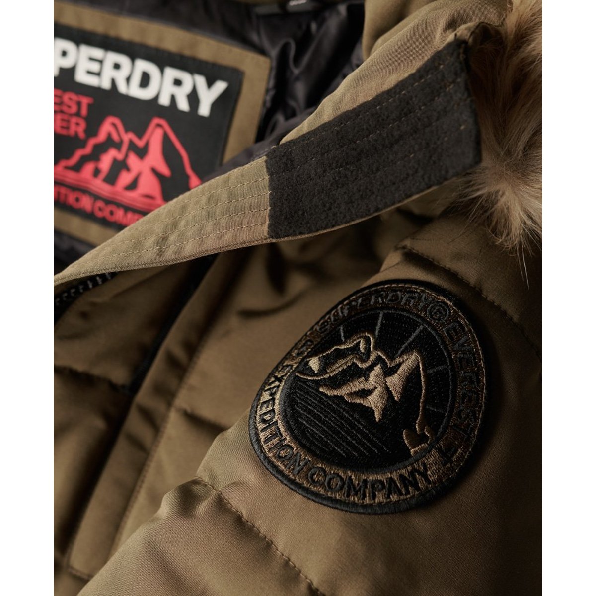 Bomber à capuche Everest olive militaire, SUPERDRY