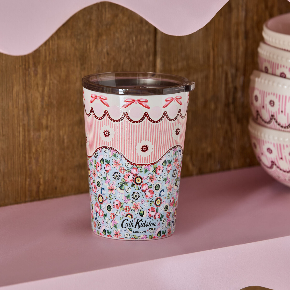375ml Spitalfields Silk Travel Mug pink, CATH KIDSTON