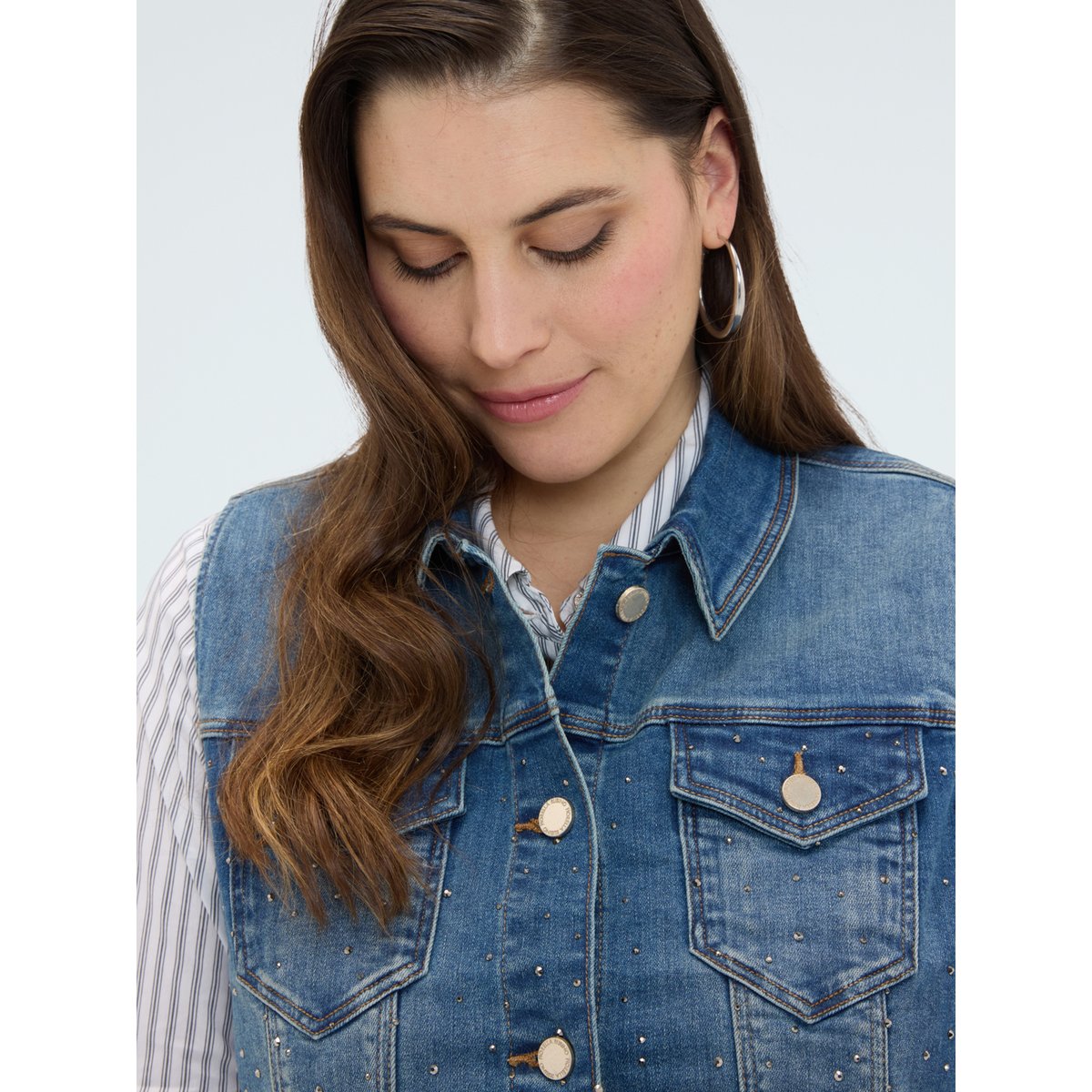 Gilet avec strass bleu, FIORELLA RUBINO