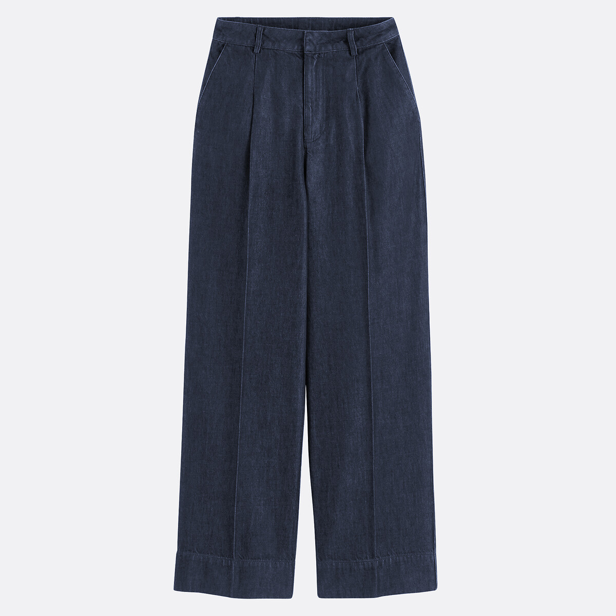 Pantalon large denim, taille haute, plis marqués bleu brut, LA REDOUTE COLLECTIONS