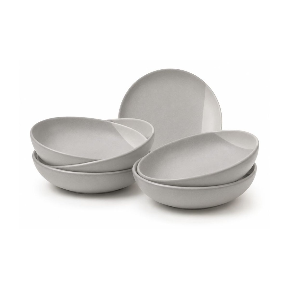Lot de 6 assiettes creuses, TERRE DE SIENNE gris, ARTIME