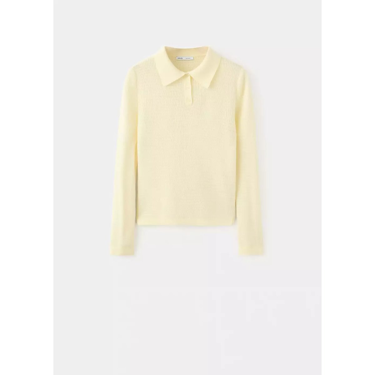 Pull col polo maille texturée jaune, MANGO