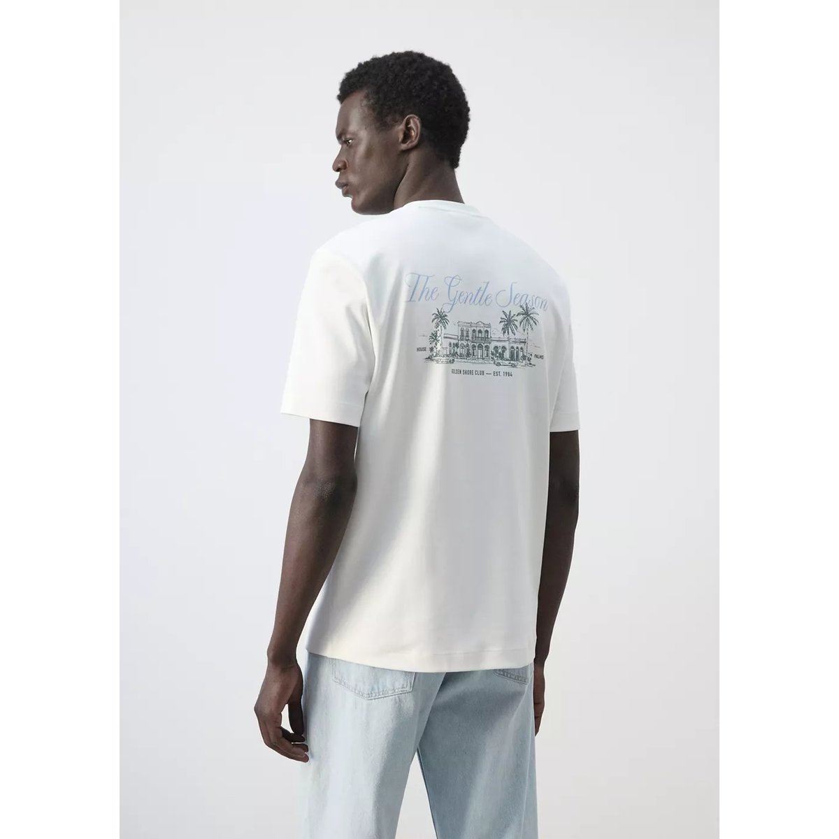 T-shirt 100 % coton motif blanc, MANGO MAN