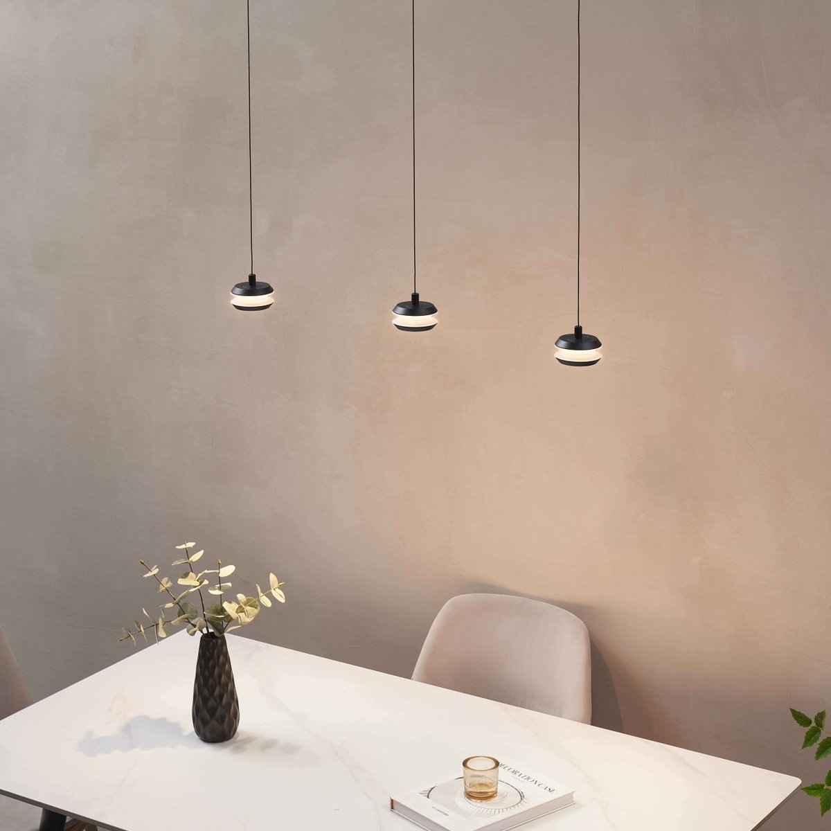 Suspension LED avec câble ajustable - RIVE noir, KOSILUM