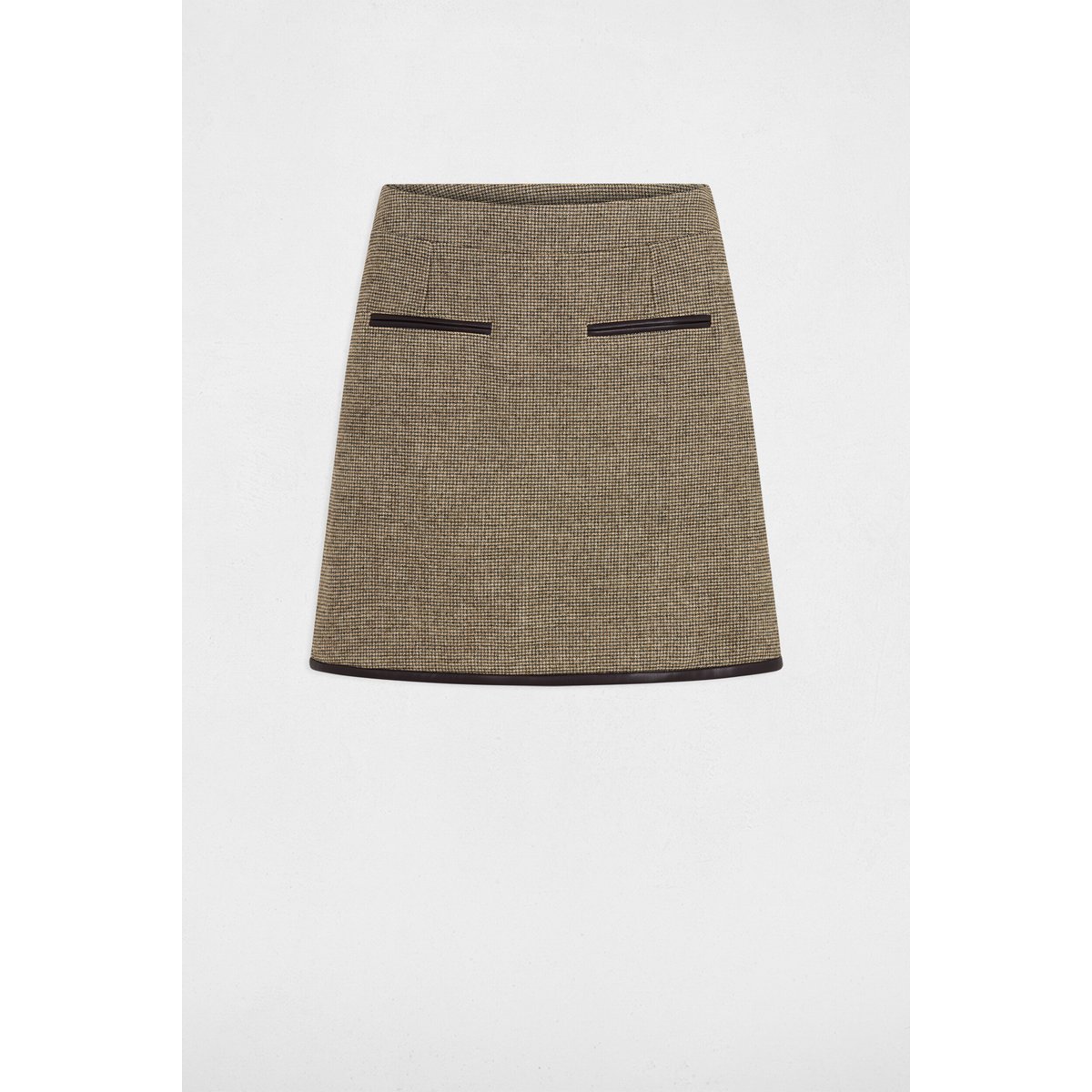 Jupe tweed taille haute vert kaki, MORGAN