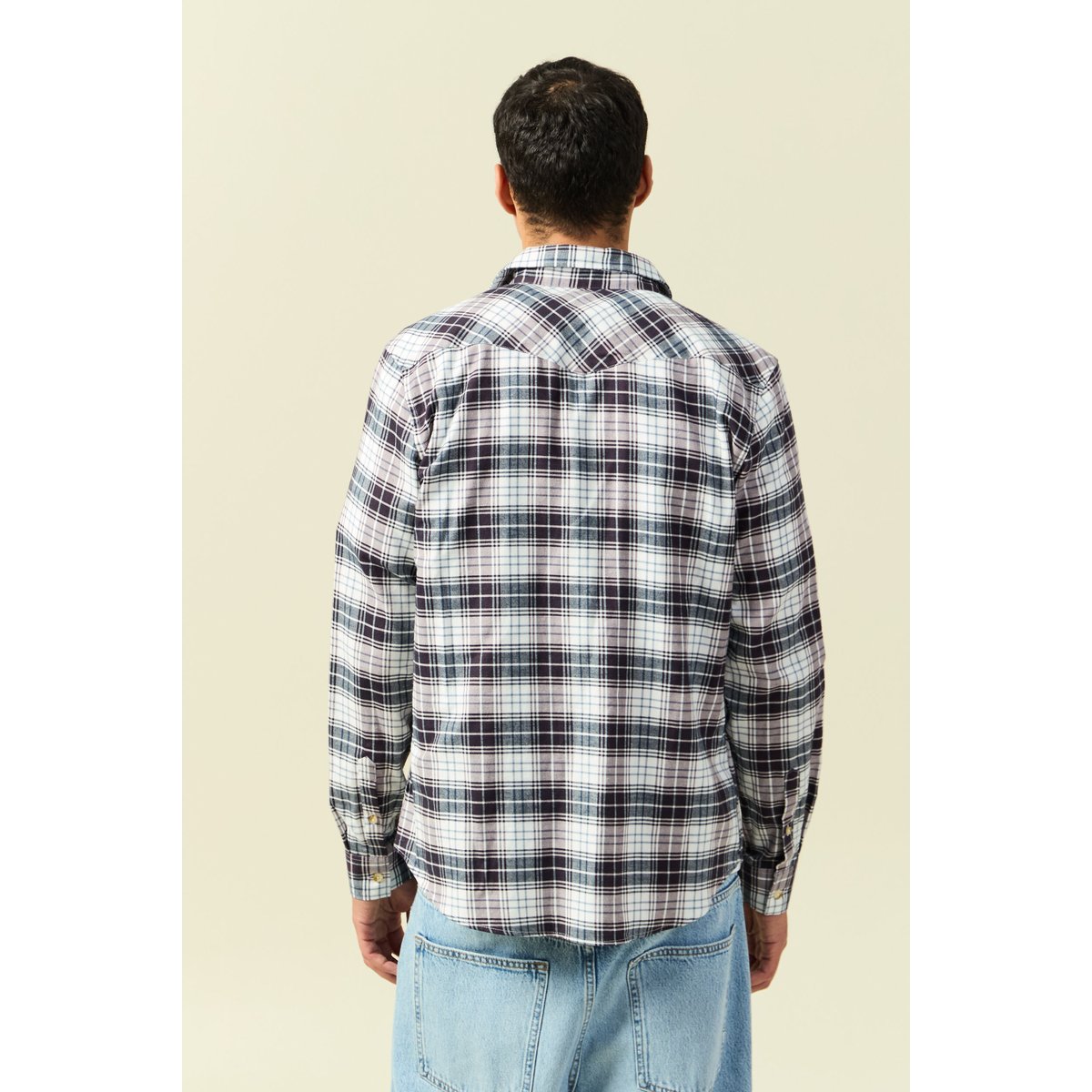 Chemise à carreaux manches longues ecru, BONOBO